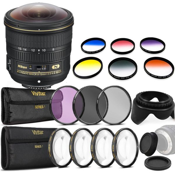 Nikon AF-S Fisheye NIKKOR 8-15mm f 3.5-4.5E ED Lens Filter Bundle Hot on Sale