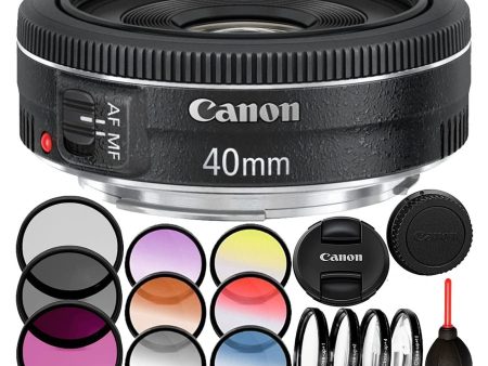 Canon 40mm f 2.8 EF STM Lens Deluxe Bundle W Colors Filters & More Hot on Sale