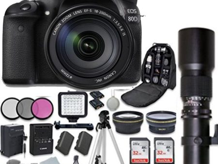 Canon EOS 80D with 18-200mm IS Lens & 500MM Preset Lens | Spare Battery & More Cheap