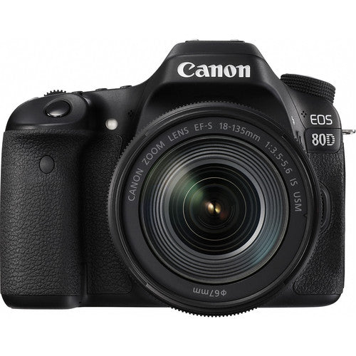 Canon EOS 80D 24.2 MP Digital DSLR Video Creator Kit - Black - EF-S 18-135mm IS USM Lens - Video Creator Kit For Sale