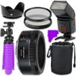 Canon EF 50mm f 1.8 STM Lens with TTL Flash | Filters | Flexible Tripod | Lens Hood | Pouch & Cleaning Kit Bundle For Sale